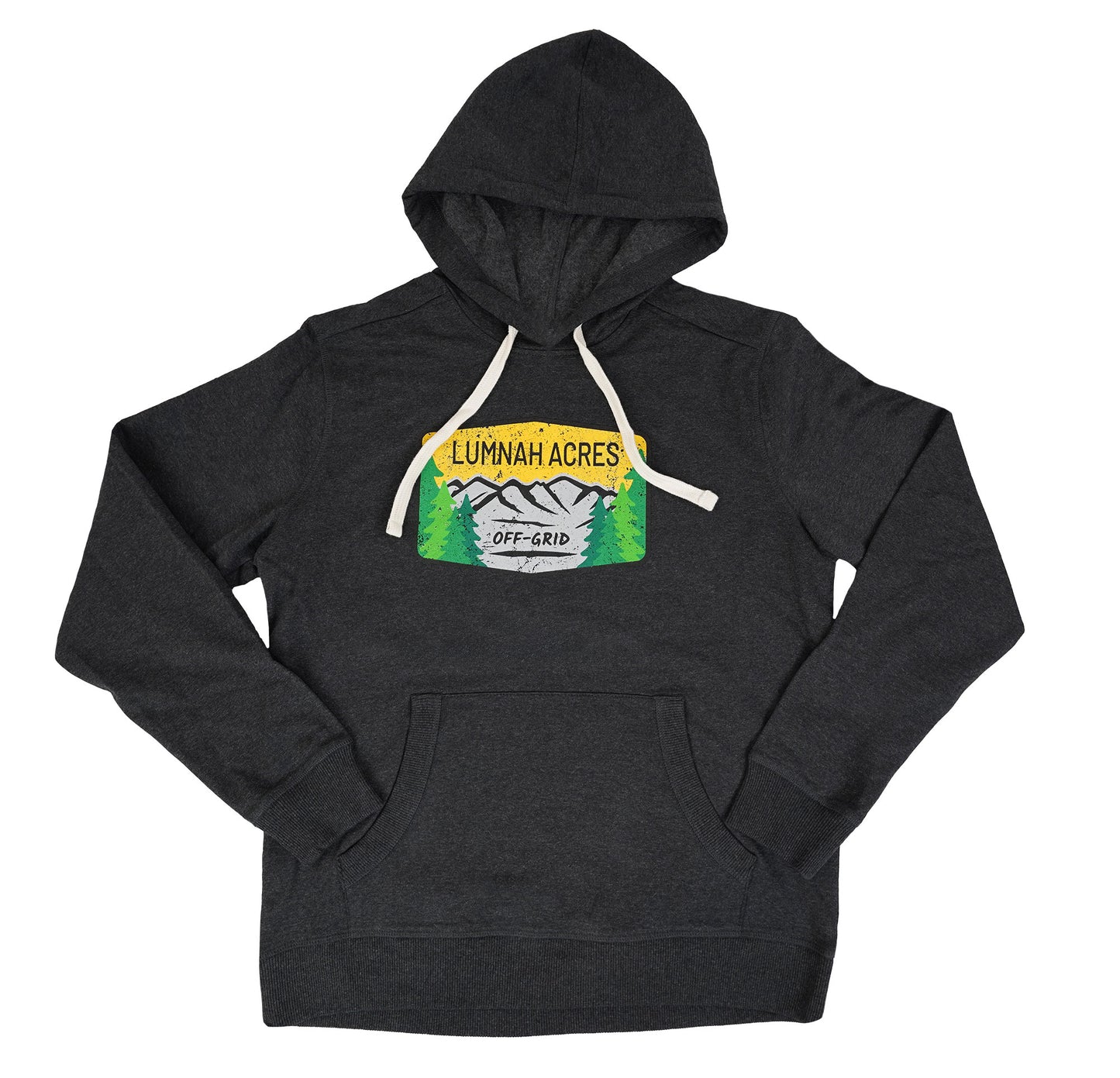 Lumnah Acres Badge Logo Hoodie, Charcoal Heather