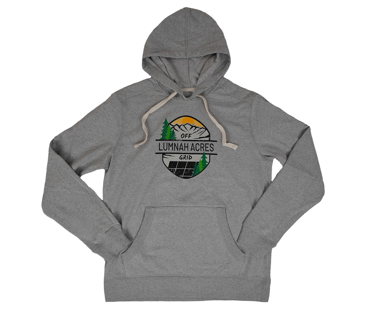 Lumnah Acres Oval Logo Hoodie, Light Heather Grey