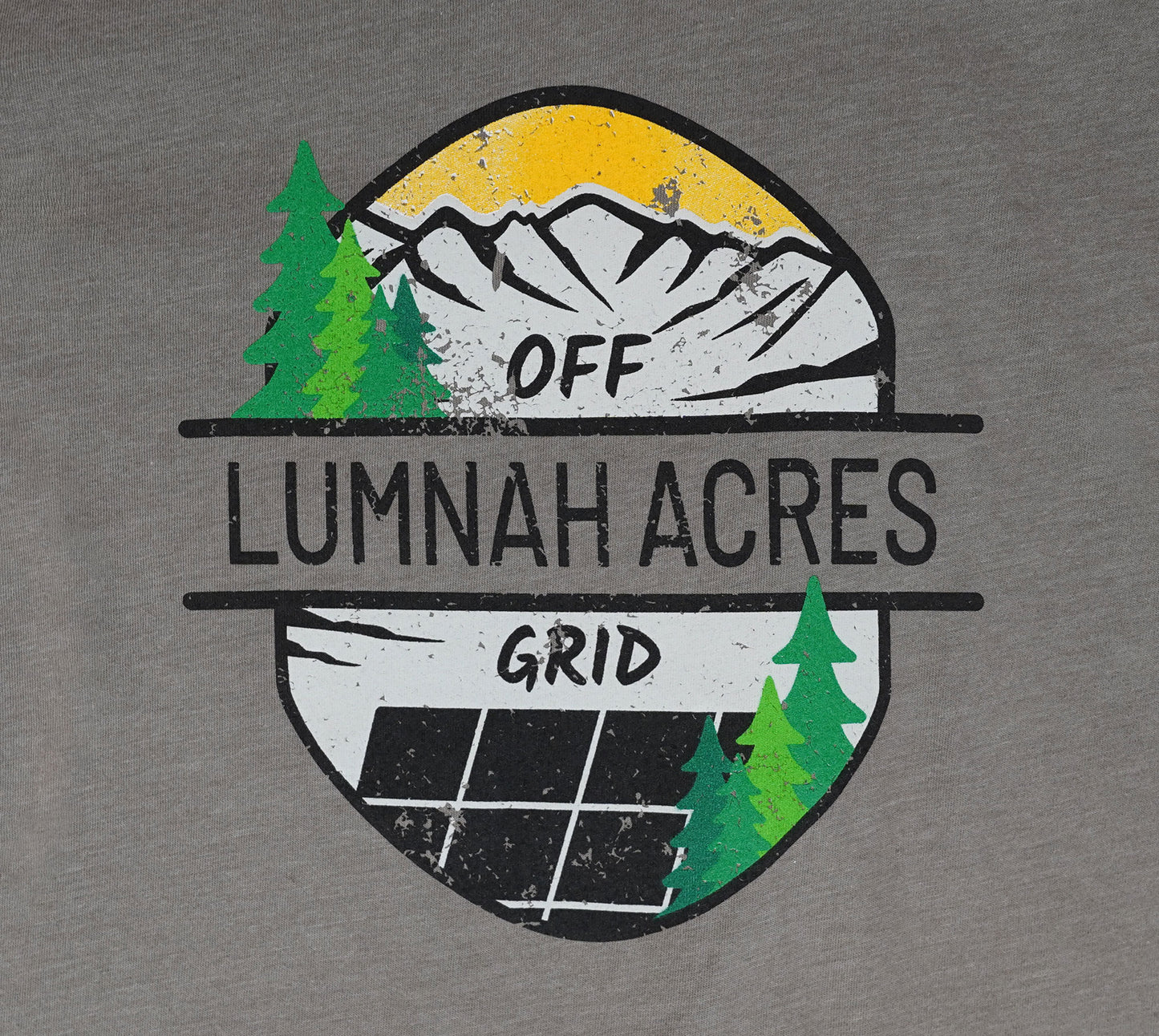 Lumnah Acres Oval Logo T-Shirt, Warm Grey