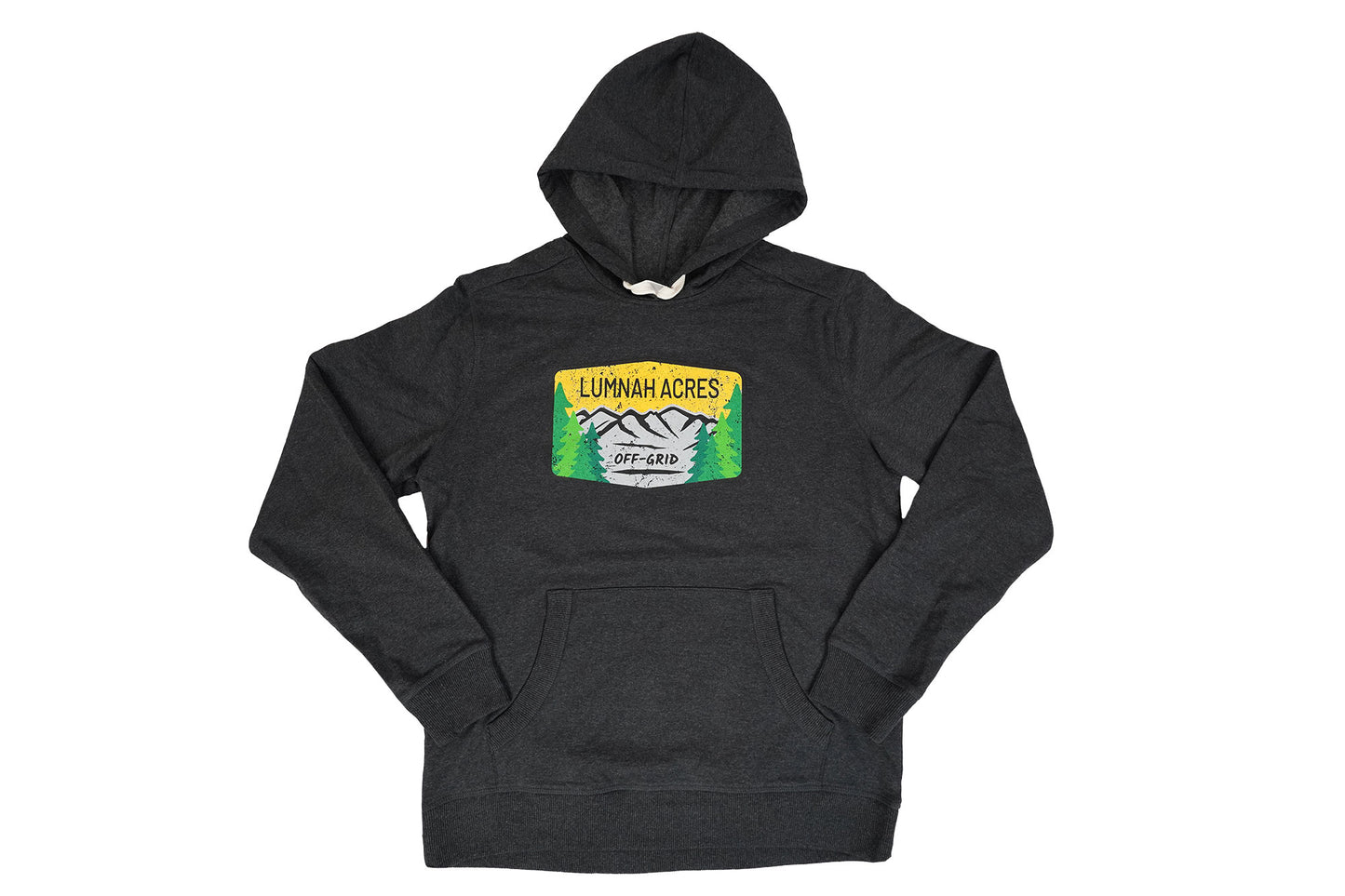 Lumnah Acres Badge Logo Hoodie, Charcoal Heather