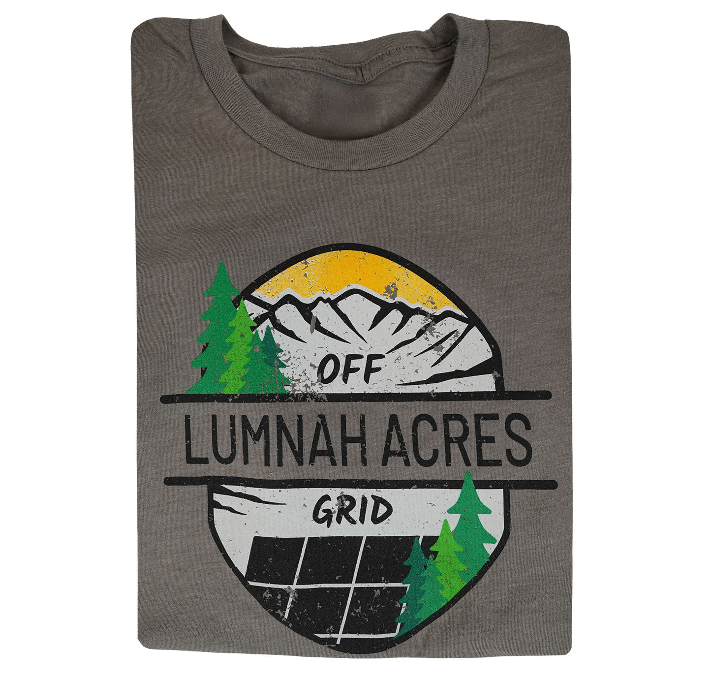 Lumnah Acres Oval Logo T-Shirt, Warm Grey