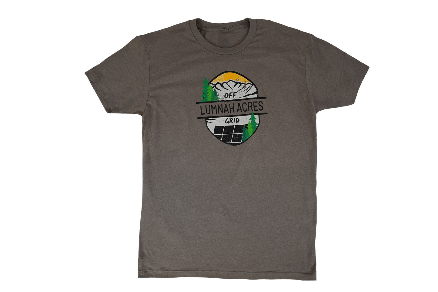 Lumnah Acres Oval Logo T-Shirt, Warm Grey